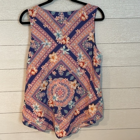 J. Jill women's sleeveless tie front summery workwear colorful blouse size M - Picture 8 of 8